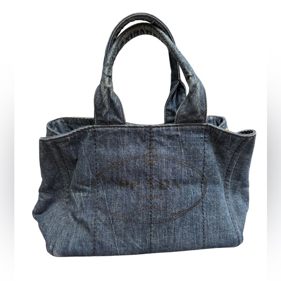 Prada Handbags - Prada Canapa MM Handbag Denim